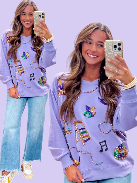 Sarah Mardi Gras Icons Sweatshirt