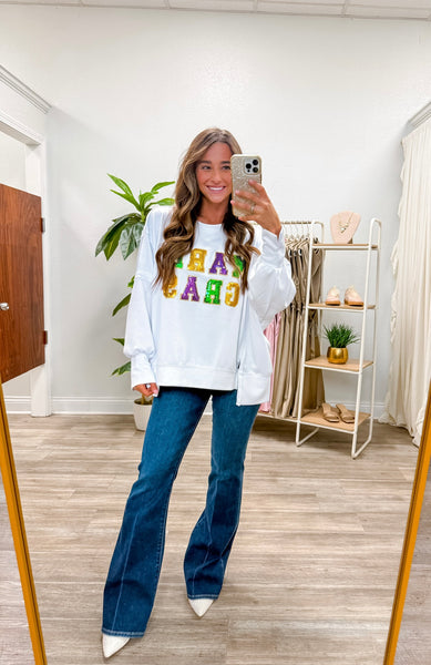 Sequin Mardi Gras Loose Fit Top