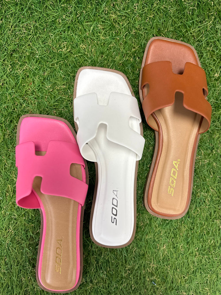 Cognac Casual H Strap Sandal
