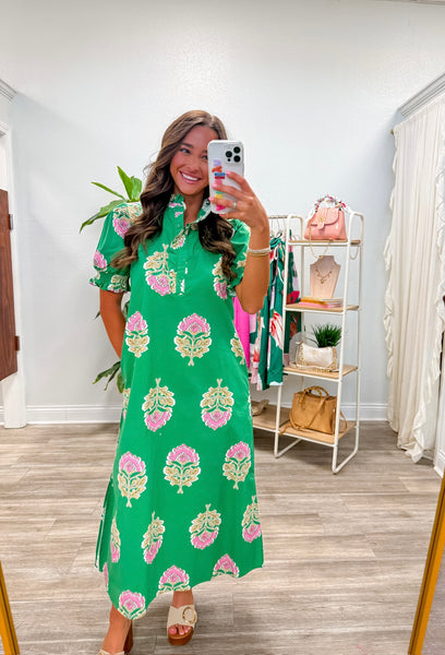 Floral Button Down Midi Dress