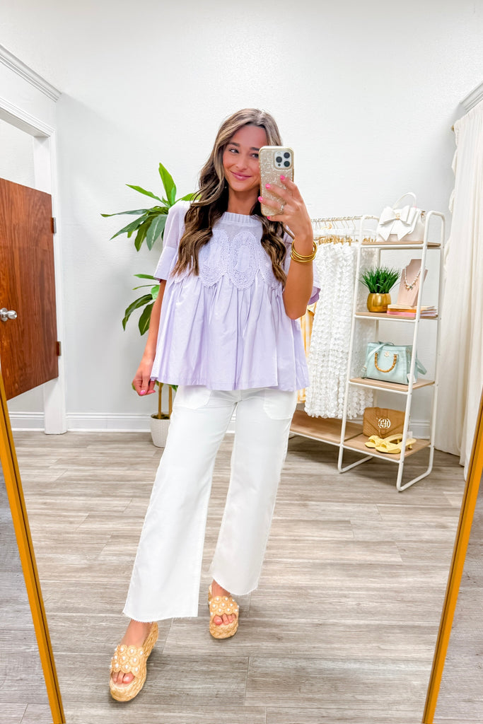 Mesh Combined Top With Applique