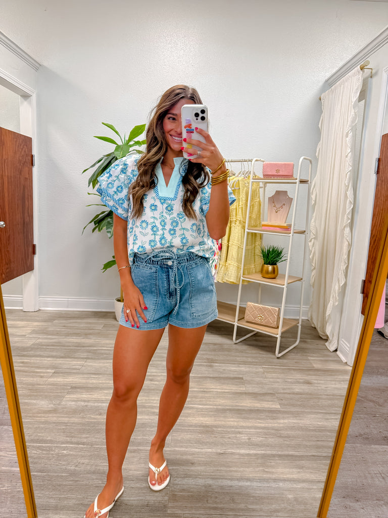 Floral Striped Contrast Patchwork Blouse