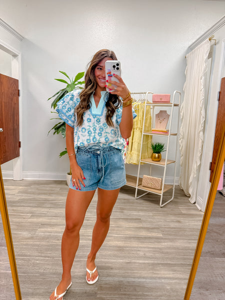 Floral Striped Contrast Patchwork Blouse