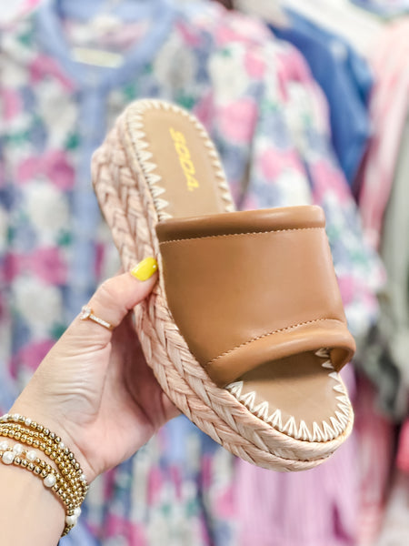Soda Monte Raffia Braided Platform Sandals