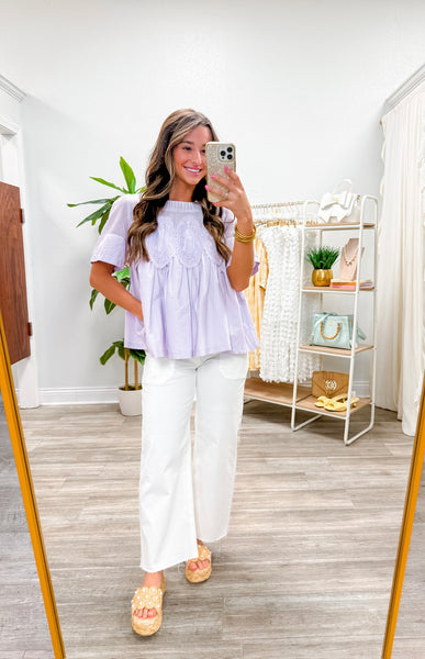 Mesh Combined Top With Applique