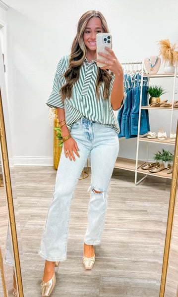 Half Sleeve Oversized Striped Top