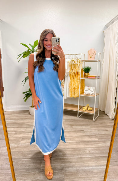 Solid Sleeveless Midi Dress