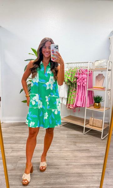 Floral V-Neck Sleeveless Mini Dress