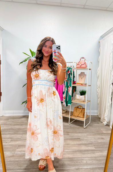 Sleeveless Watercolor Floral Midi Dress