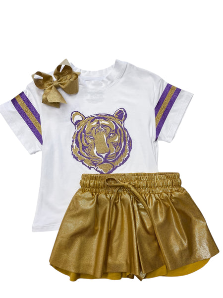 Girl's Glitter Tiger Face Boxy Tee