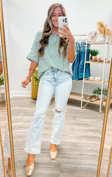 Half Sleeve Oversized Striped Top