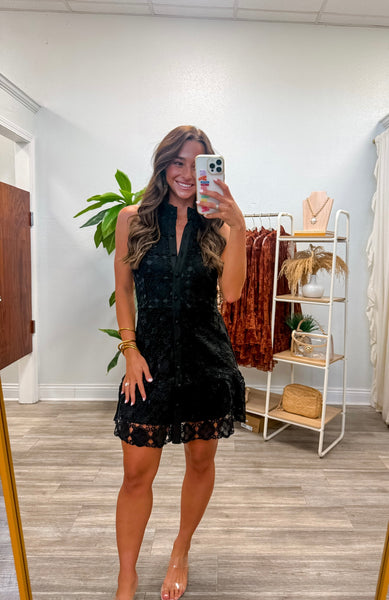 Floral High Neck Sleeveless Mini Dress