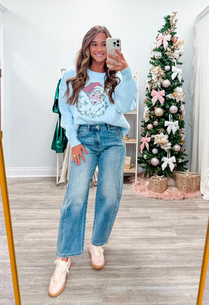 Santa Christmas Embroidery Sweater