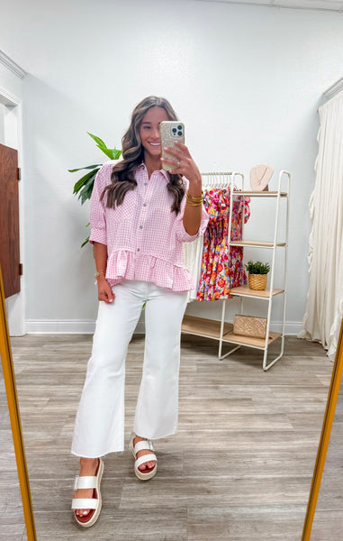 Picnic Peplum Button Up Top