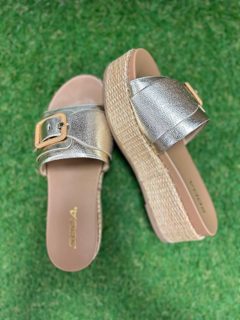 Soda Lulah Buckle Strap Platform Sandal