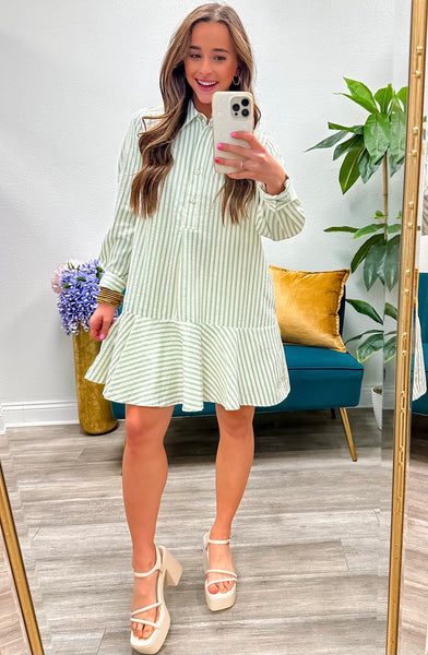 Striped Drop Waist Mini Dress