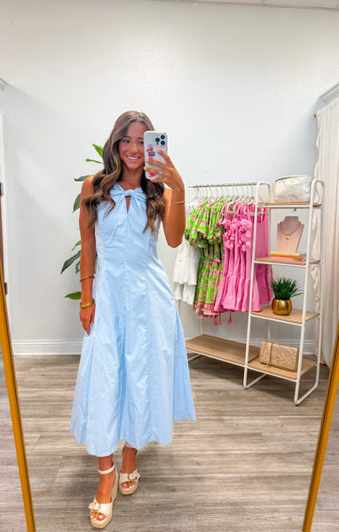 Keyhole Knotted Midi Dress