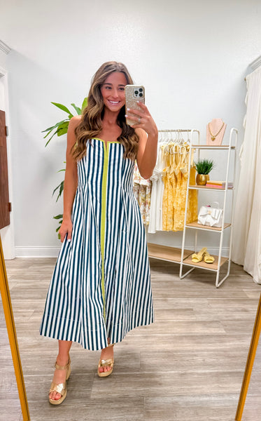Striped Sleeveless Midi Dress