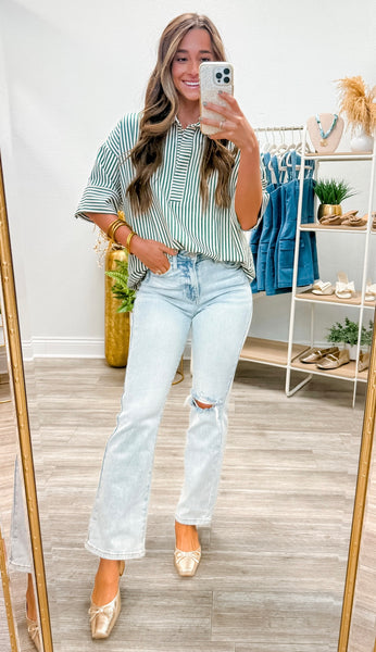 Half Sleeve Oversized Striped Top