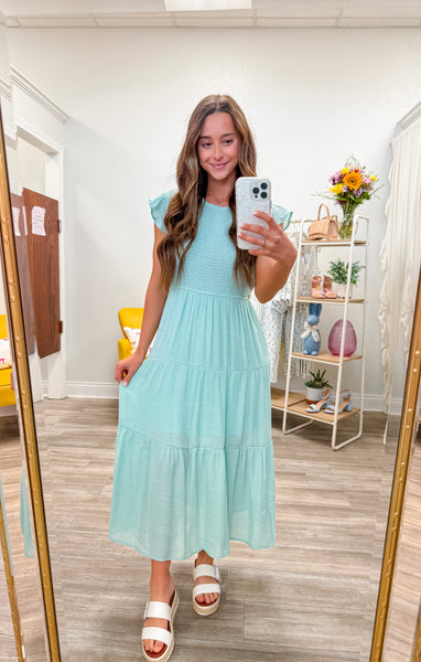 Smocked Tiered Midi Dress