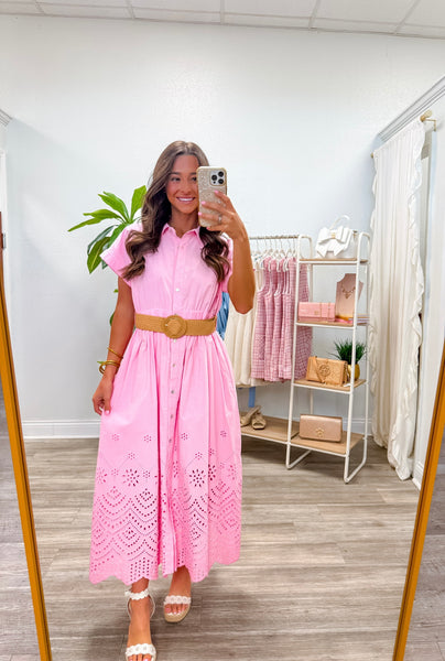 Short Cuff Sleeve Midi Dress