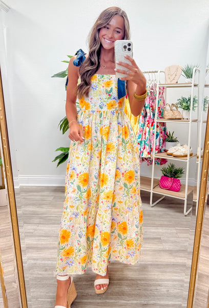 Floral Print Pullover Midi Dress