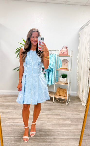 Floral Jacquard Sleeveless Mini Dress