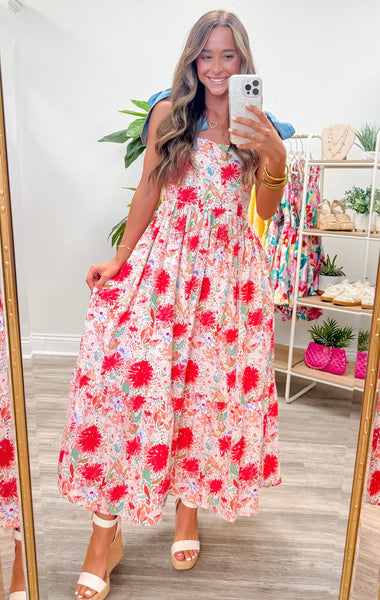 Floral Print Pullover Midi Dress