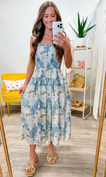 Floral Smocked Midi Dress