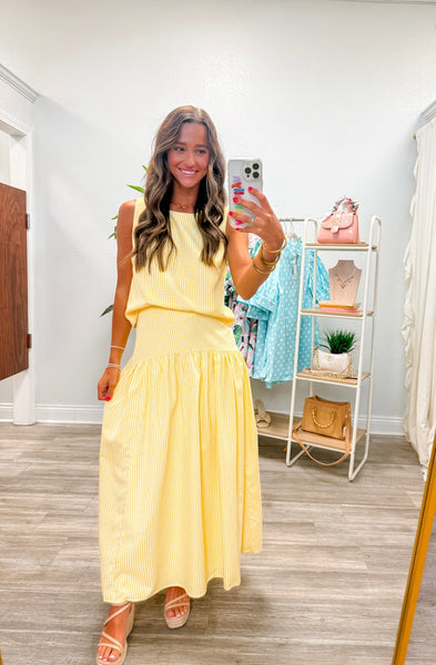 Sleeveless Gingham Top & Skirt Set