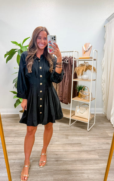 Solid 3/4 Sleeve Mini Dress
