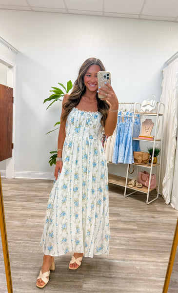 Floral Garland Sleeveless Corset Midi Dress
