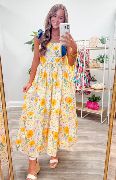 Floral Print Pullover Midi Dress