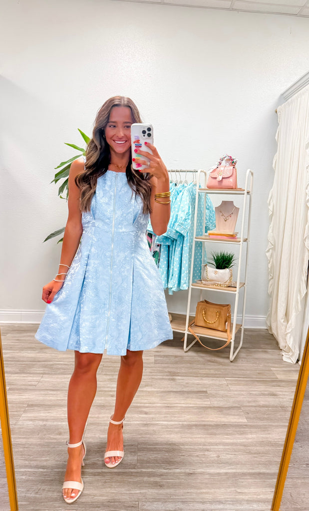 Floral Jacquard Sleeveless Mini Dress