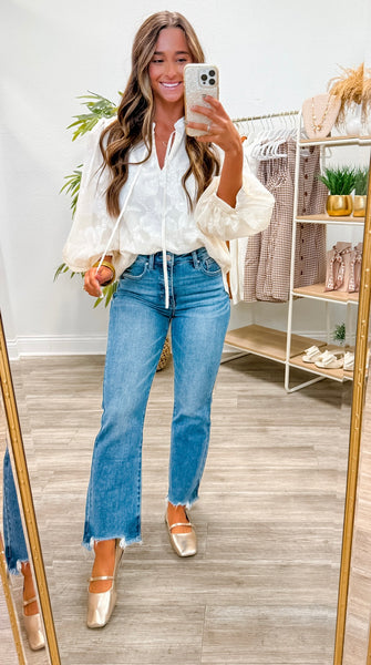 Floral Embroidered Peasant Top