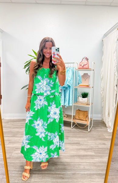 Botanical Sleeveless Top & Skirt Set