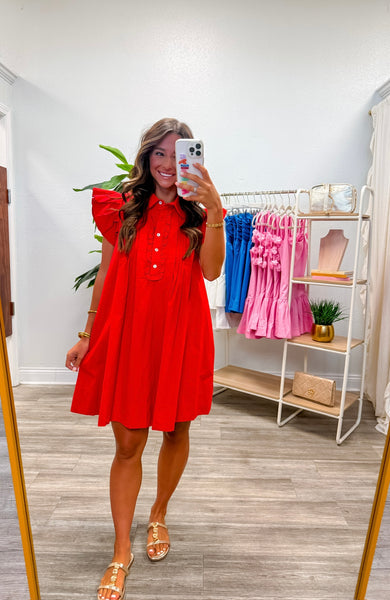 Solid Ruffle Sleeve Mini Dress