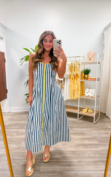 Striped Sleeveless Midi Dress