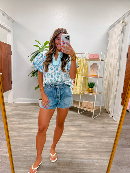 Floral Striped Contrast Patchwork Blouse