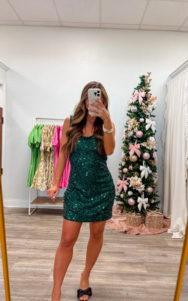 Velvet Sequin Back Cowl Mini Dress