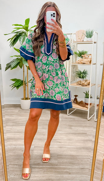 Floral Paisley Print Pullover Mini Dress