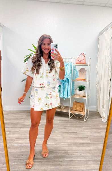 Botanical Print Crop Top & Skort Set
