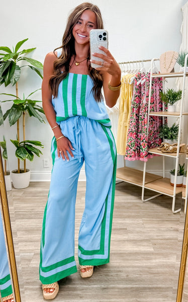 Abstract Border Top & Pants Set