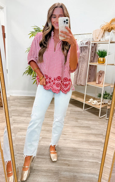 Striped Short Dolman Sleeve Top