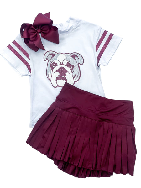 Girl's Glitter Bulldog Face Boxy Tee