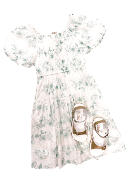 Girls Botanical Ruffle Tiered Tank Dress