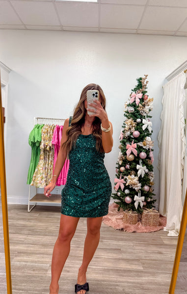 Velvet Sequin Back Cowl Mini Dress