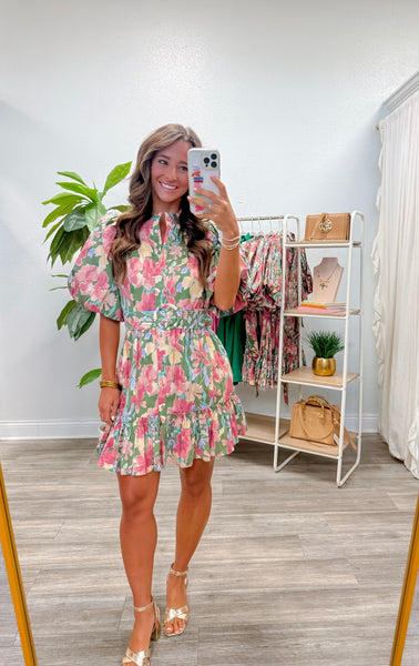 Floral Puff Sleeve Mini Dress