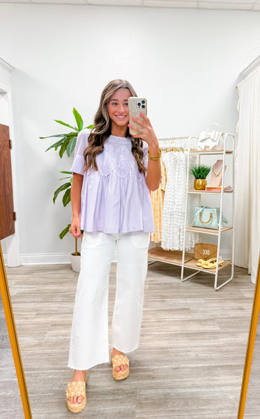 Mesh Combined Top With Applique