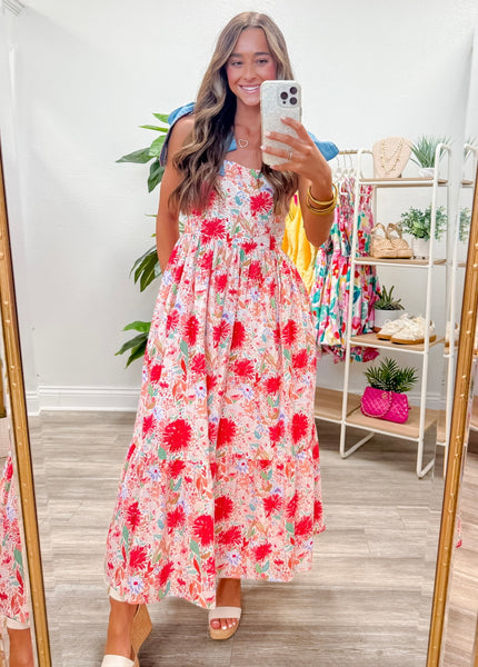 Floral Print Pullover Midi Dress